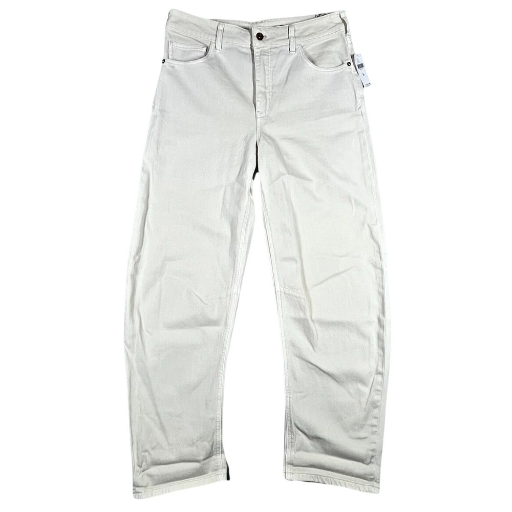 Pilcro The Bow Boyfriend Barrel Leg Jeans Womens 30 (Fits 33x28) Ivory OB1427267